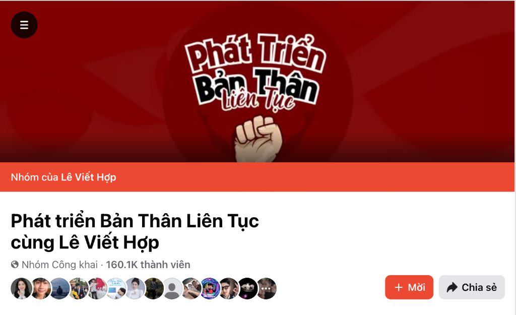 Nhóm Facebook Phát triển Bản Thân Liên Tục cùng Lê Viết Hợp 160.1K thành viên